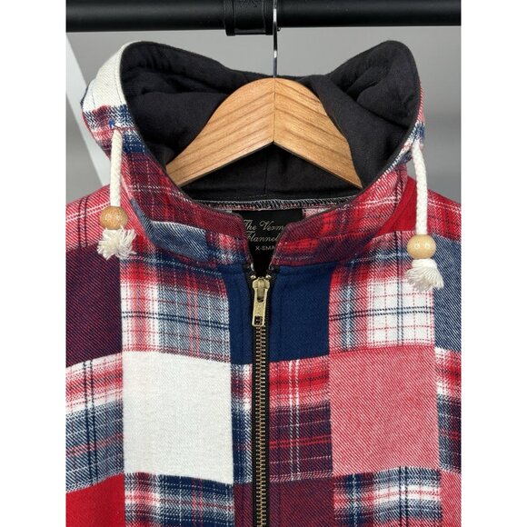 Vermont Flannel Co Hooded Men's XS Cottage Cozy Patchwork Plaid Full Zip Jacket - Picture 3 of 16